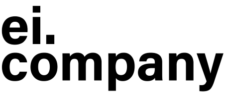 Logo for ei.company featuring the lowercase letters 'ei' followed by a period and then 'co', all in bold black font