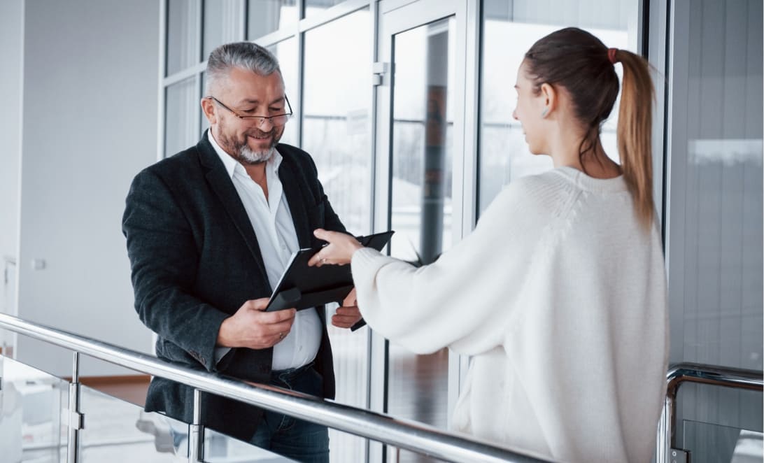 Healthcare professional sharing information with a patient